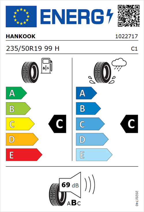 Tyre Label for Hankook Dynapro HP2 (RA33) 235/50R19 99H